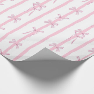 Cute Pink Ribbon Stripe Wrapping Paper
