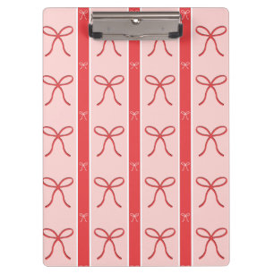 Cute Pink Ribbon Striped Pattern Clipboard