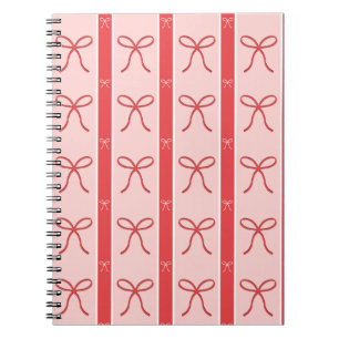 Cute Pink Ribbon Striped Pattern Notebook