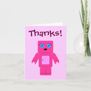 Cute Pink Robot Thank You Cards