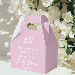 Cute Pink Rocking Horse Custom Baby Shower Favour Box