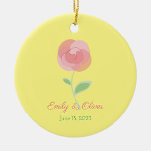 Cute pink rose design in a modern style ceramic tree decoration