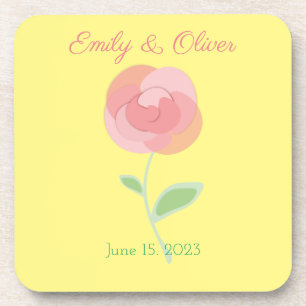 Cute pink rose design in a modern style coaster