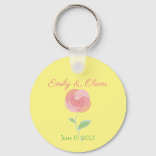 Cute pink rose design in a modern style key ring