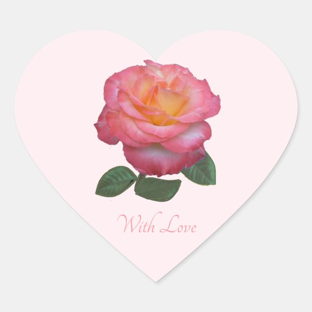 Cute Pink Rose With Love Sticker (Front)