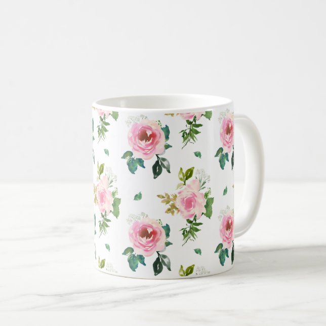 Cute Pink Roses Coffee Mug (Front Right)