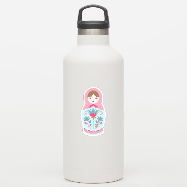 Cute Pink Russian Nesting Doll (Waterbottle)