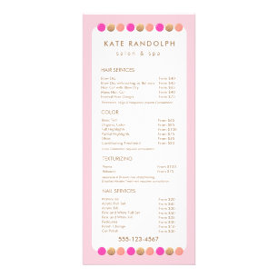 Cute Pink Salon Price List Service Menu