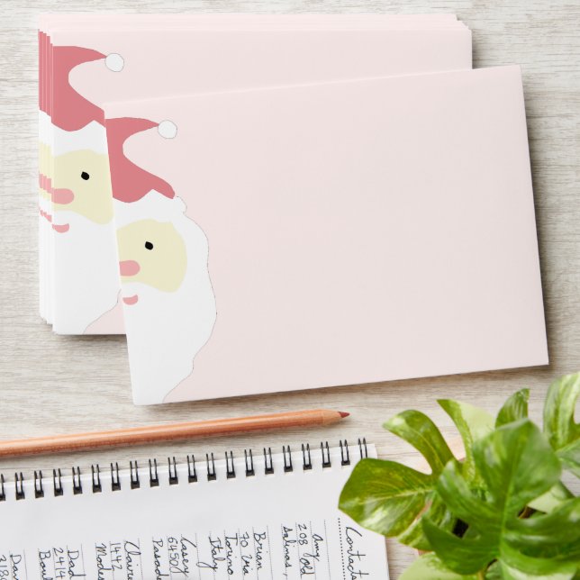 Cute Pink Santa Illustration Envelope (Stacked)
