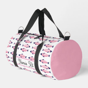 Cute Pink Sardine Pattern Duffle Bag