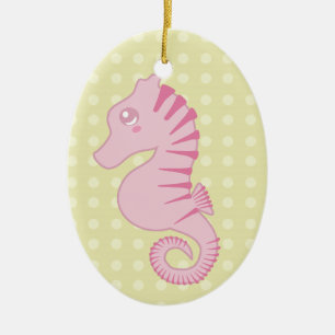 Cute Pink Seahorse Ceramic Tree Decoration