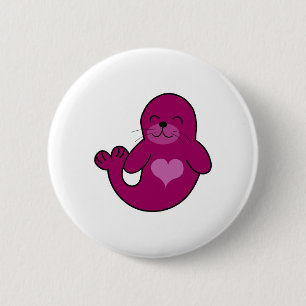 Cute Pink Seal 6 Cm Round Badge