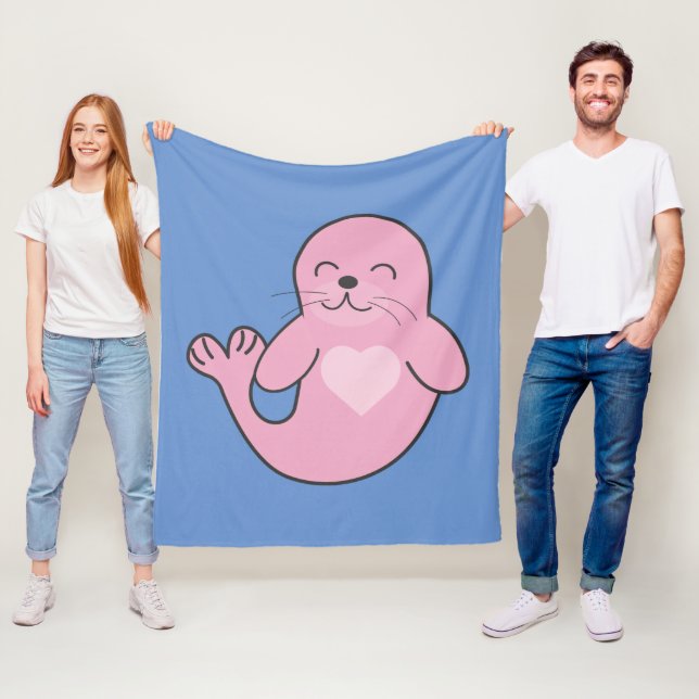 Cute pink seal fleece blanket (In Situ)