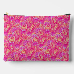 Cute pink seamless paisley look accessory pouch