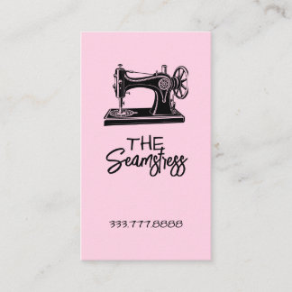 Cute pink Seamstress business card 