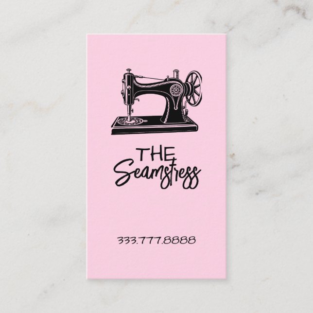 Cute pink Seamstress business card  (Front)