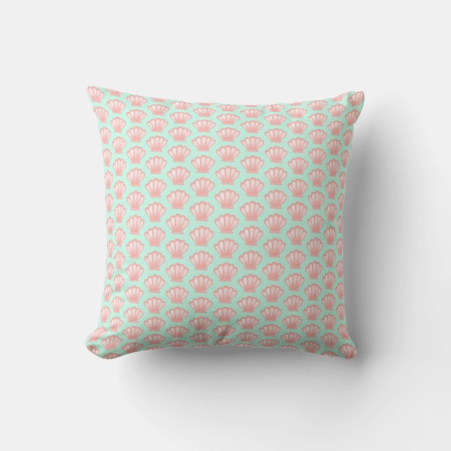 Cute Pink Seashell Pattern Illustration Cushion (Front)