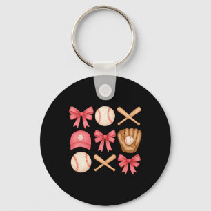 Cute Pink Sell Bow Girl Sports Fan Softll Girl Wom Key Ring
