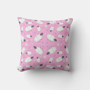 Cute Pink Sheep Pattern Throw Pillow