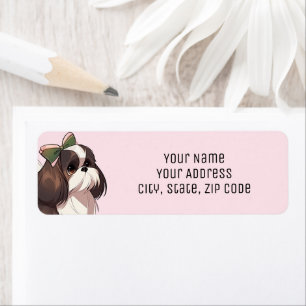 Cute Pink Shih Tzu Dog Lover Return Address