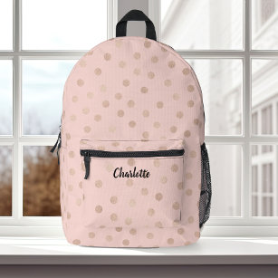 Cute Pink Shimmering Dots with Your Name Printed Backpack