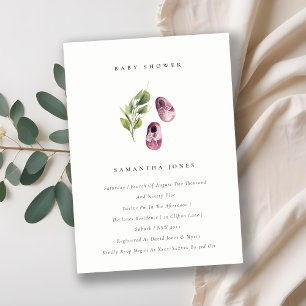 Cute Pink Shoes Foliage Girl Baby Shower Invite