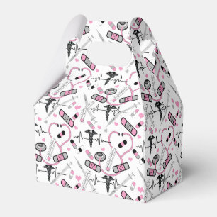 Cute Pink Shot Needles Nurse Doctor EKG Pattern Favour Box