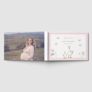 Cute Pink Silly Goose Whimsical Photo Baby Shower Guest Book