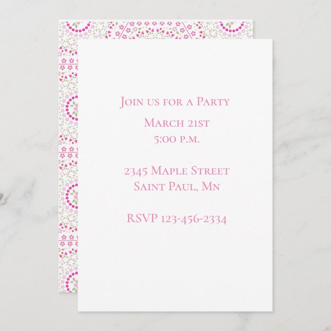Cute Pink Simple Geometric Whimsical Pattern  Invitation (Front/Back)