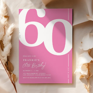 Cute Pink Sixty 60th Birthday Party Invitations