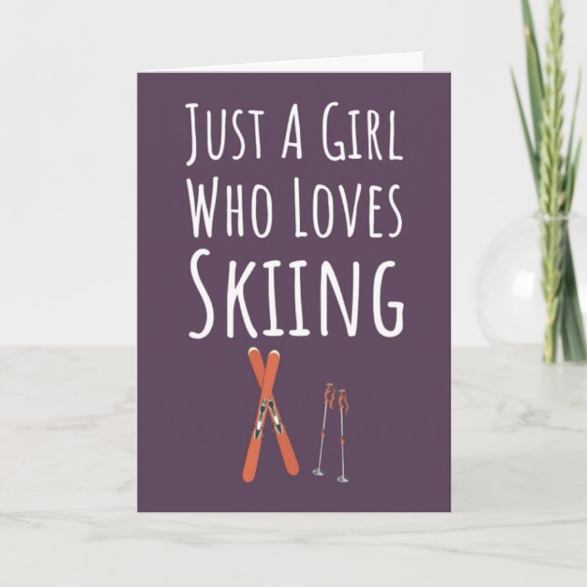 Cute Pink Ski Cards For Baby Girls Kids Skier (Front)
