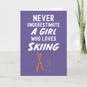 Cute Pink Skiing Cards For Baby Girls Kids Ski 