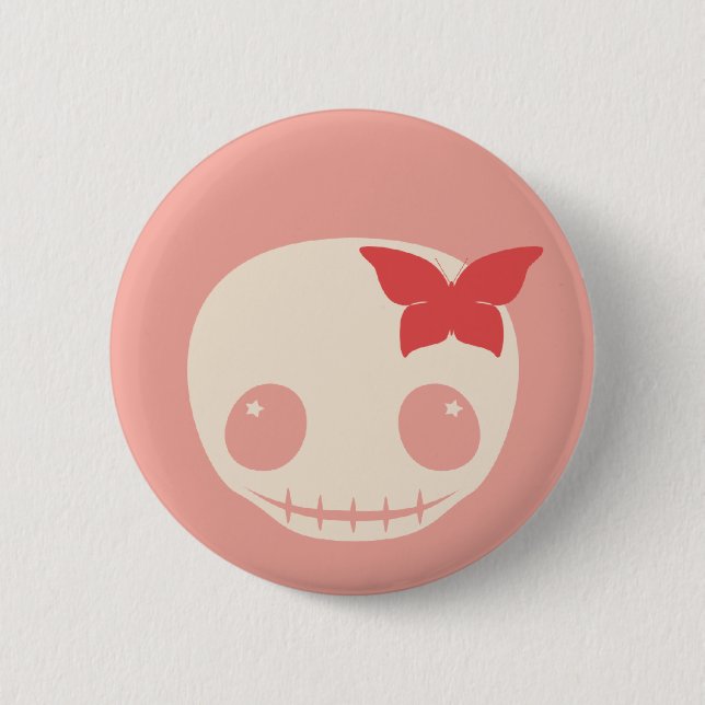 Cute Pink Skull 6 Cm Round Badge (Front)