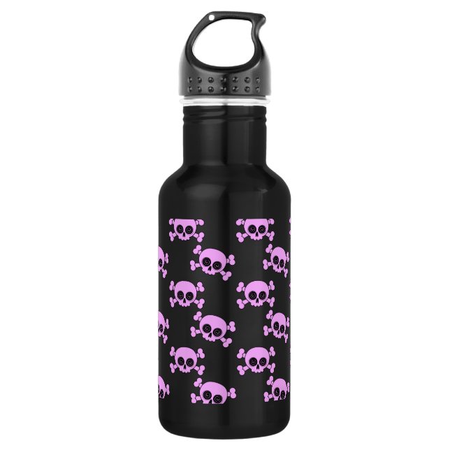 Cute Pink Skull and Crossbones 532 Ml Water Bottle (Front)