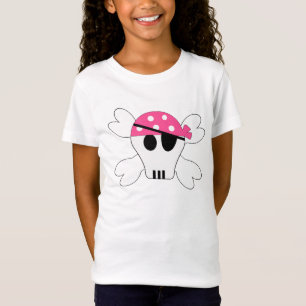 Cute Pink Skull and Crossbones Pirate Girls Tee