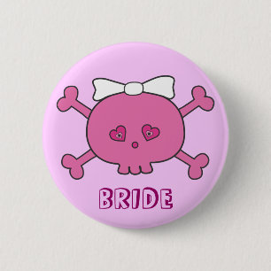 Cute Pink Skull Bride Bachelorette Party 6 Cm Round Badge