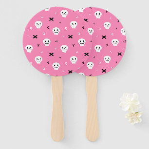 Cute Pink Skull Halloween Pattern Hand Fan