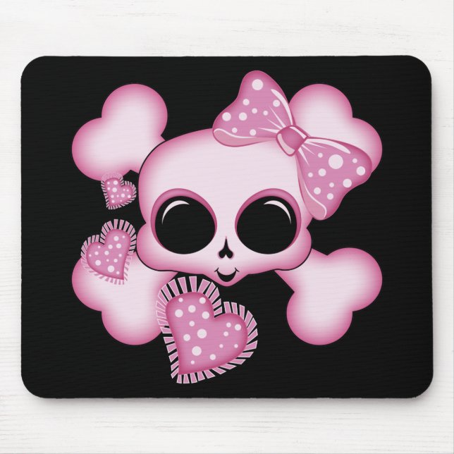Cute Pink Skull Mouse Pad (Front)