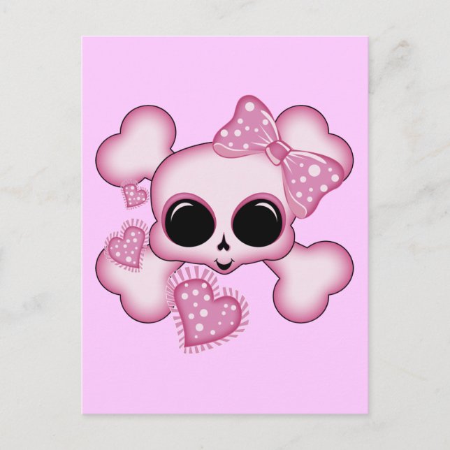 Cute Pink Skull Postcard (Front)