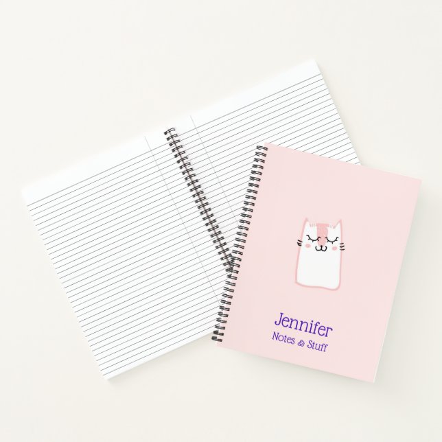 Cute Pink Sleeping Kitty Cat Notebook (Inside)