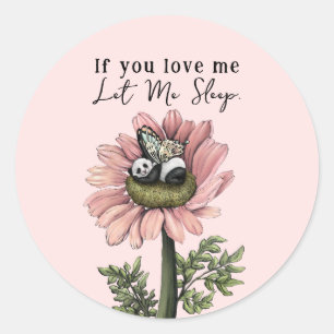 Cute Pink Sleeping Panda Bear Fairy Throw Pillow Classic Round Sticker