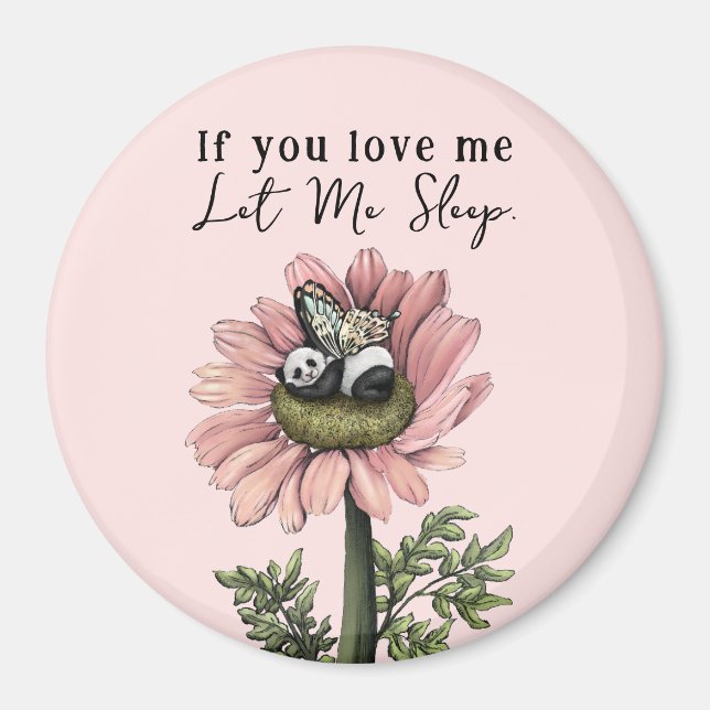 Cute Pink Sleeping Panda Bear Fairy Throw Pillow Magnet (Front)