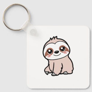 Cute Pink Sloth Key Ring