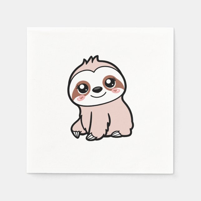 Cute Pink Sloth Napkin (Front)