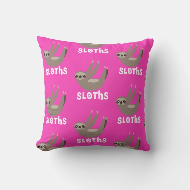 Cute Pink Sloth Pillow Cushion (Front)