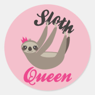 Cute Pink Sloth Queen Stickers