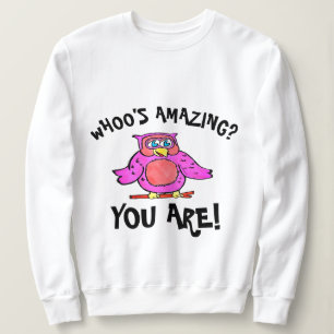 Cute Pink Smiling Cartoon Owl Sweatshirt