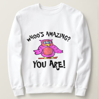 Cute Pink Smiling Cartoon Owl Sweatshirt