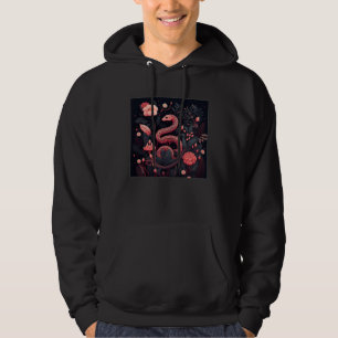 Cute Pink Snake Flowers Illustration Unique Women  Hoodie