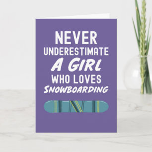 Cute Pink Snowboarding Cards For Baby Girls Kids